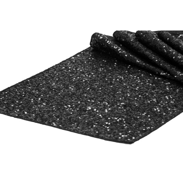 Glitz Sequin Table Runner Sequin all over on Taffeta base Approx. 12"x108" - Black, 1 Piece