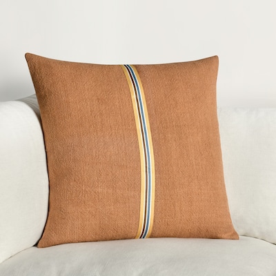 Villa by Classic Home Rowland 22" Hazel Brown Linen Blend Throw Pillow