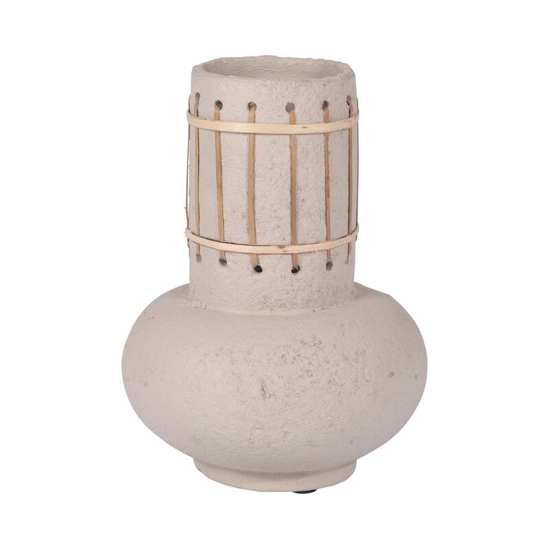 Sagebrook Home Ecomix Ivory Weave Nomad Vase, Round, Solid Color, Flower Arrangement Centerpiece