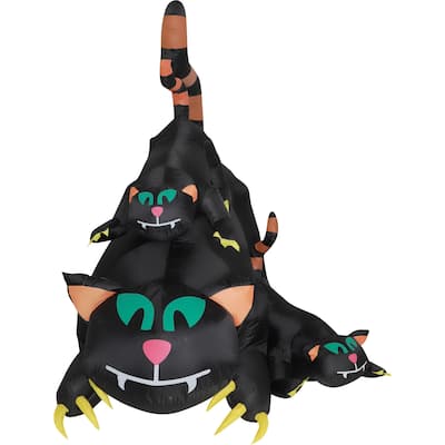 Haunted Hill Farm 5-ft. Prelit Inflatable Black Cat Trio