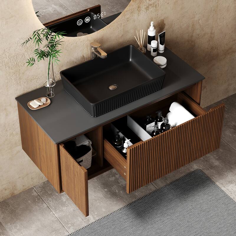 Modern 35.4" Single Bathroom Vanities,Floating Vanitiy with White Table top