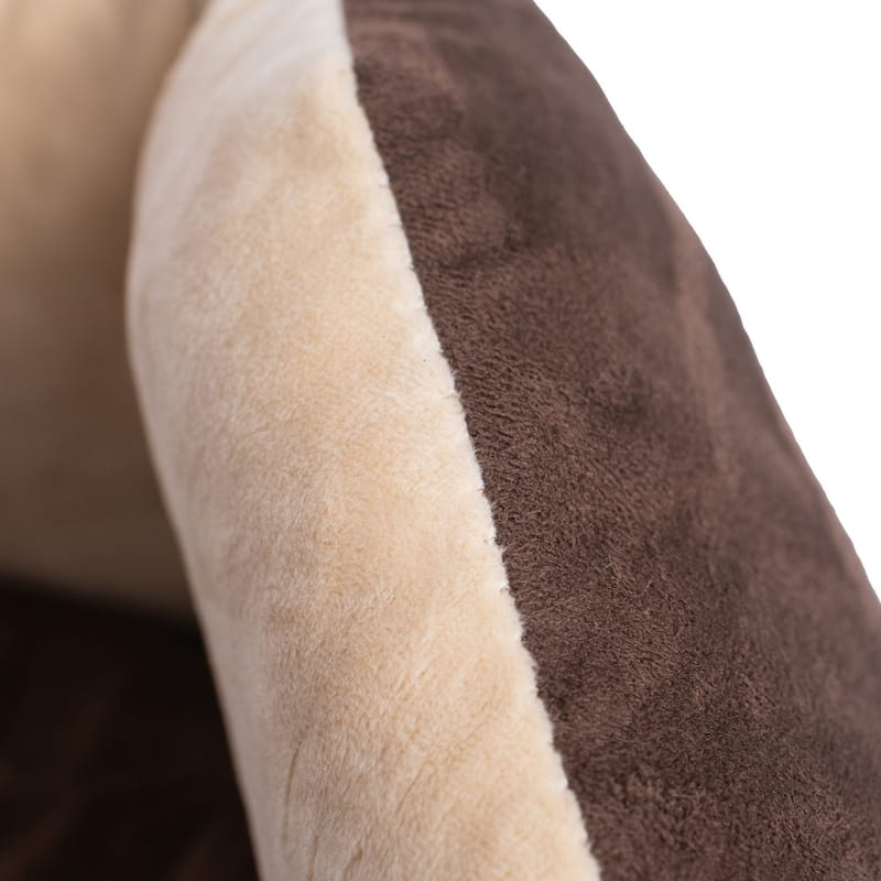 Cozy Pet Bed for Cats and Extra Small Dogs - Mocha/Beige - 20"(L) x 20"(W) x 8"(H)