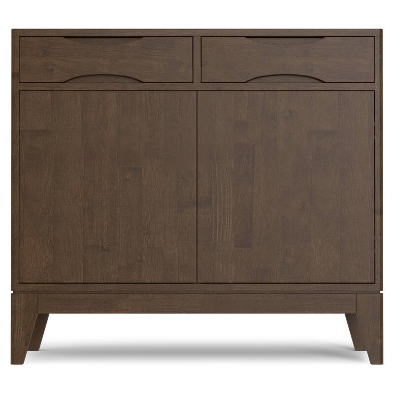 Simpli Home Harper Solid Wood 40 inch Storage Cabinet in Walnut Brown (Set of 2) - 40" W x 15 "D x 36" H