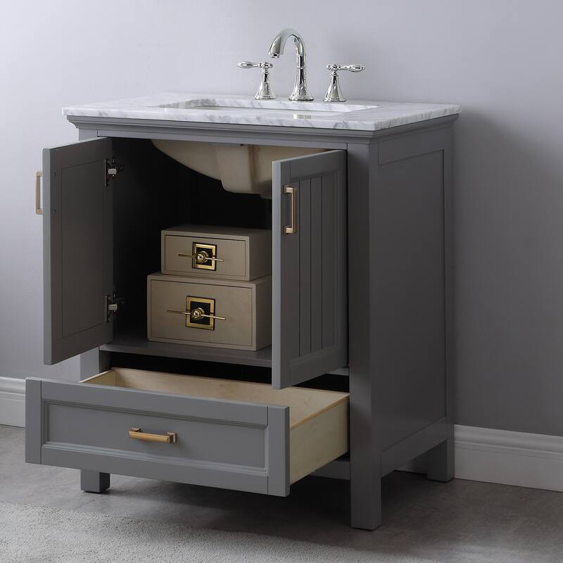 Altair Isla Single Bathroom Vanity Set and Aosta White Countertop without Mirror