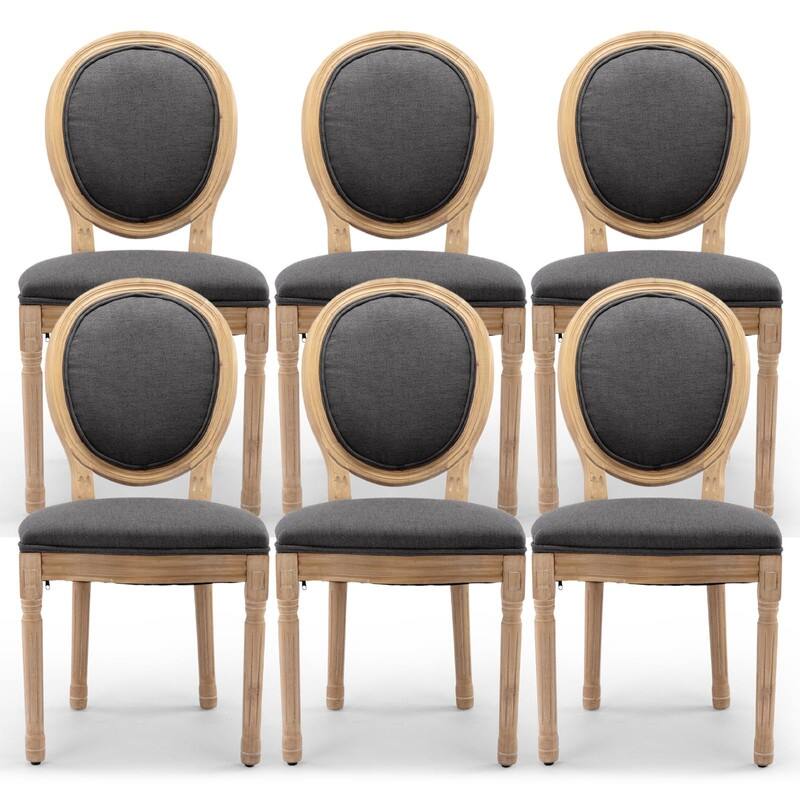 Upholstered French Style Nailhead Dining Chairs(Set of 6)