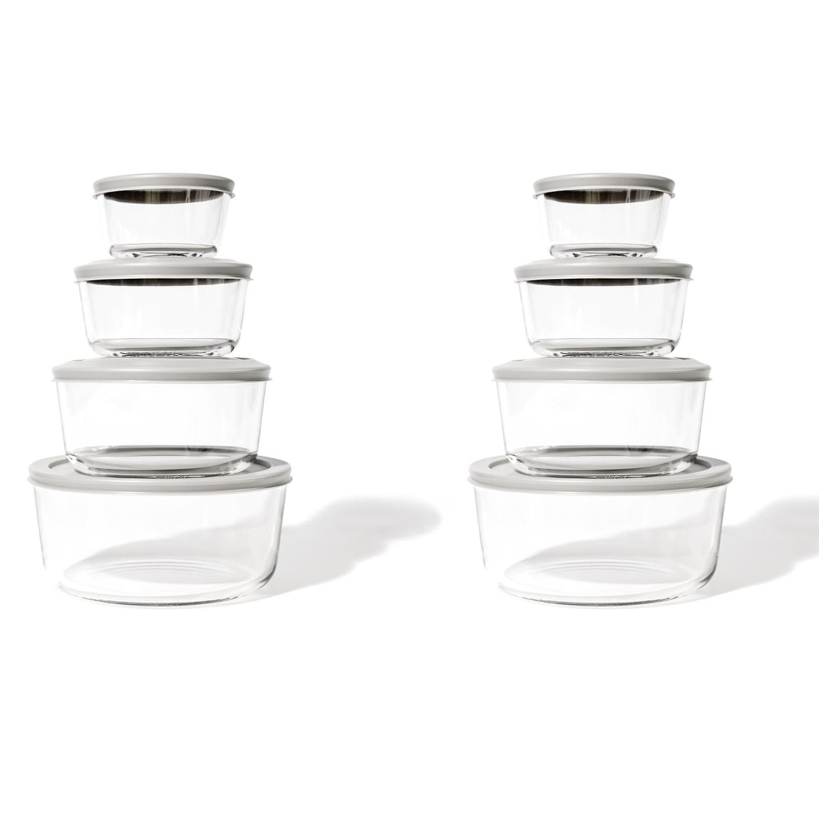 Glass Food Storage Set - Round Nesting, 8-Piece, BPA-Free, Airtight Lids, Microwave & Oven Safe