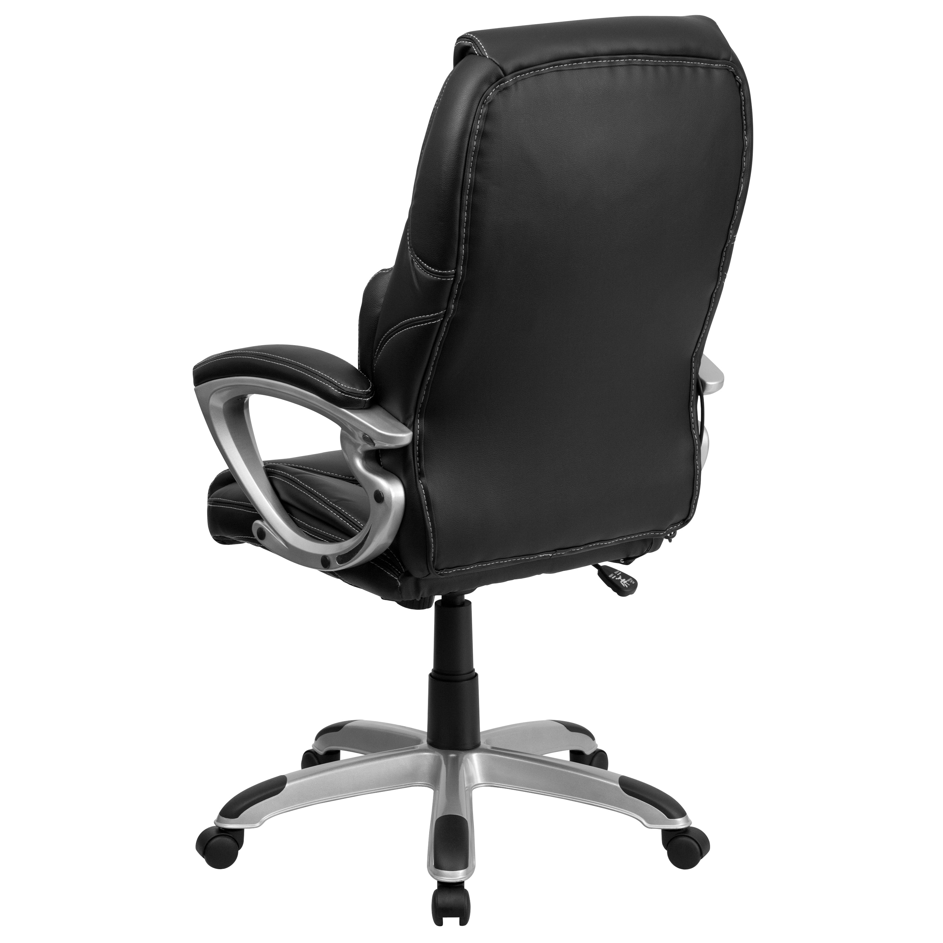 Lancaster Home High Back Massaging LeatherSoft Executive Office Chair with Silver Base