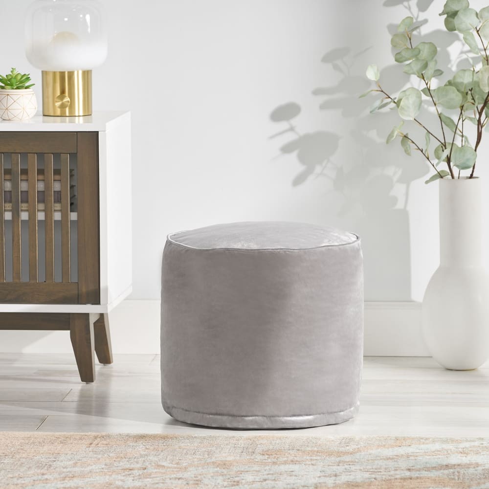 Gwinnett Modern Velveteen Cylinder Pouf by Christopher Knight Home