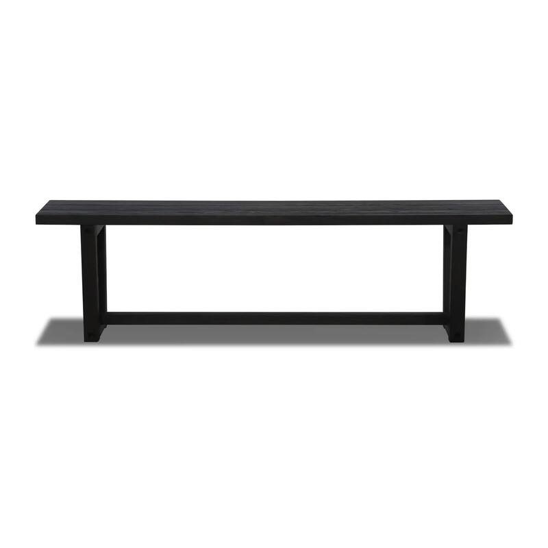 Cascais Solid Wood Bench with Industrial Base - Black Oak
