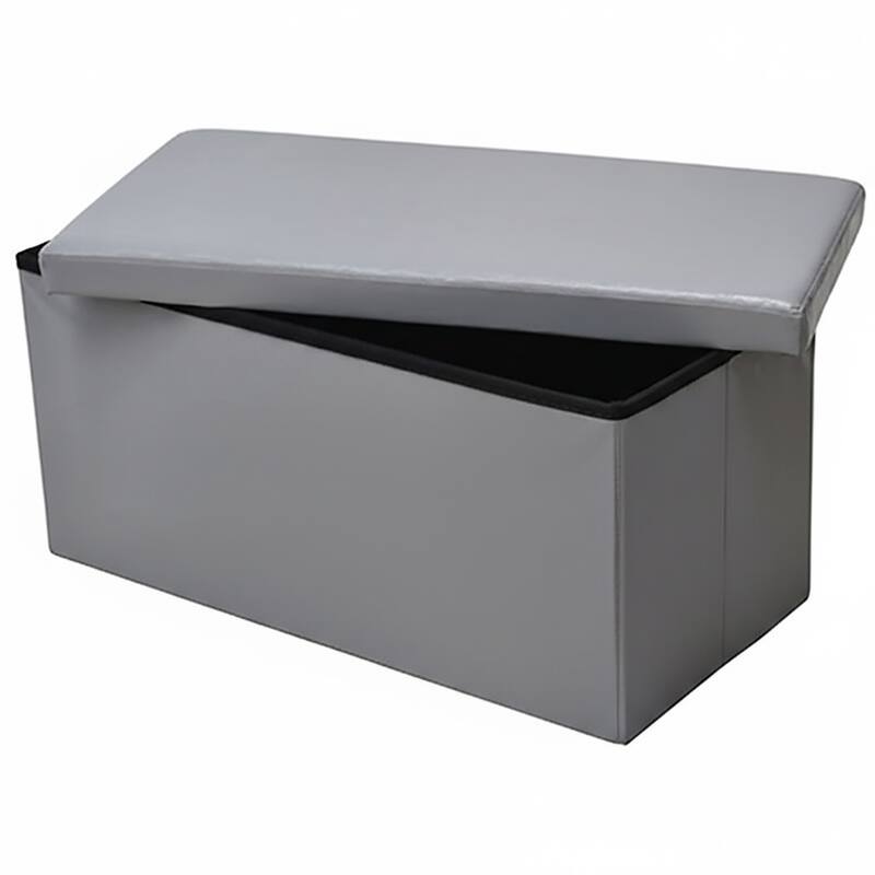 2 in 1 Folding Storage Ottoman Bench Faux Leather