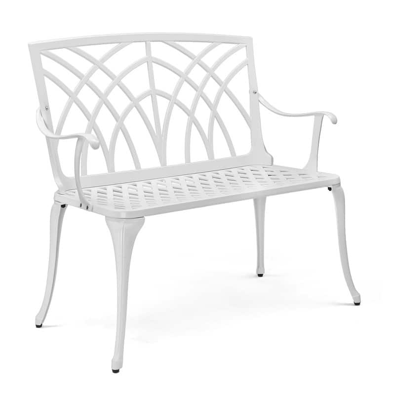 38in Outdoor Orchid Pattern Backrest Aluminum Ottoman