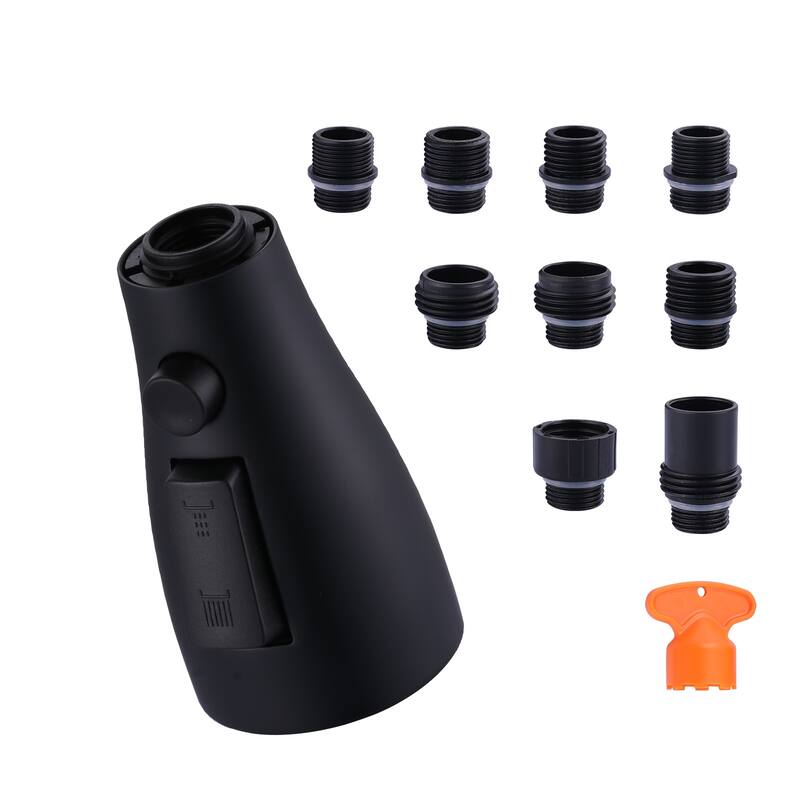 WOWOW 3-Function Pull Down Kitchen Faucets Spray Head with 9-Adapters - Matte Black