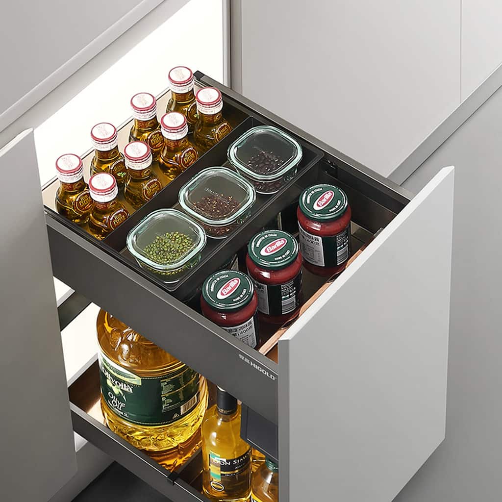 HIGOLD Shearer 4.0 Aluminum Pull Out Cabinet Organizer Side-out Seasoning Drawer for Kitchen 350mm