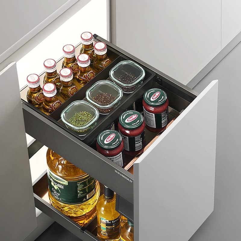 HIGOLD Shearer 4.0 Aluminum Pull Out Cabinet Organizer Side-out Seasoning Drawer for Kitchen 350mm