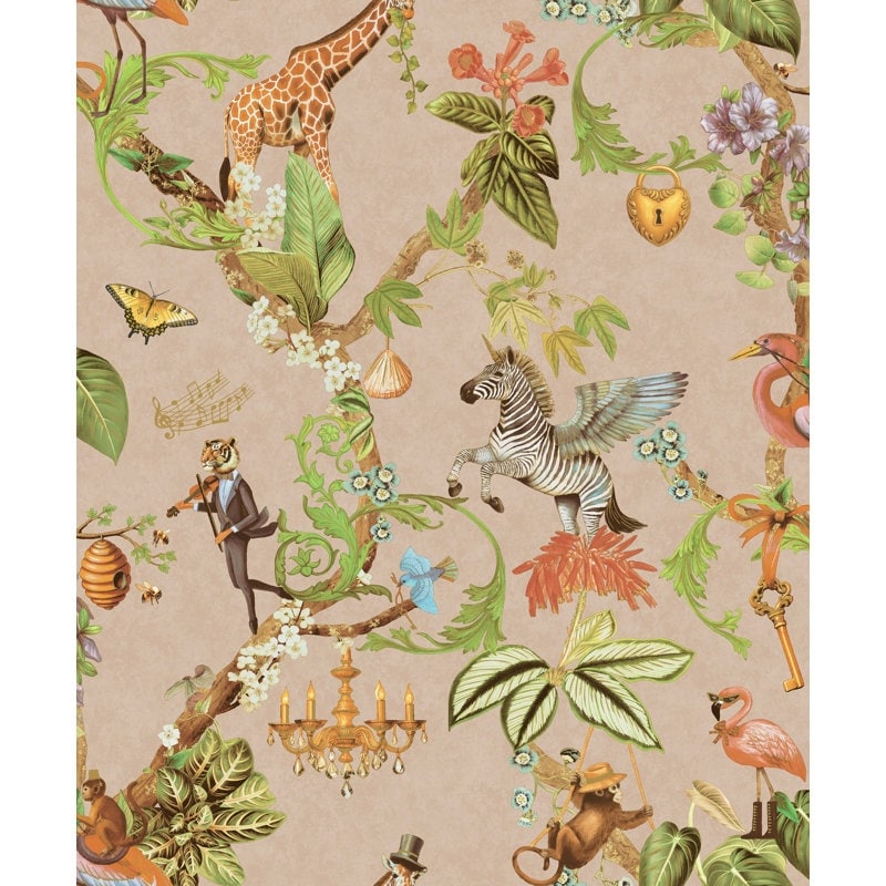Safari Symphony Pink Non-pasted Wallpaper – Covers 56 square feet