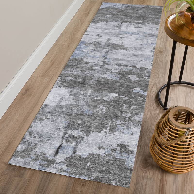 Machine Washable Indoor/ Outdoor Crouppen Modern Chantille Rug