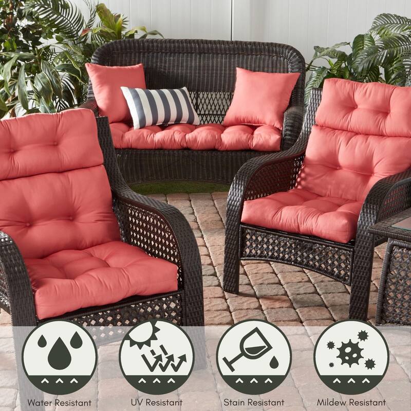 Outdoor 44-in x 22-in High Back Chair Cushion (Set of 2) (Cushions Only)