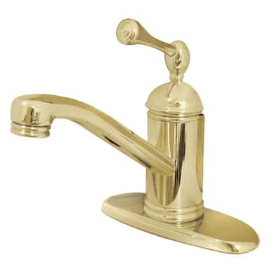 Traditional Single-Handle 1-Hole Deck Mount Bathroom Faucet in Polished Brass