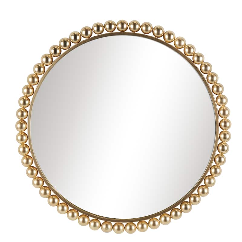 Metal Wall Mirror with Bead Detailing - Gold or Silver - CosmoLiving by Cosmopolitan