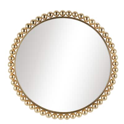 Metal Wall Mirror with Bead Detailing - Gold or Silver - CosmoLiving by Cosmopolitan