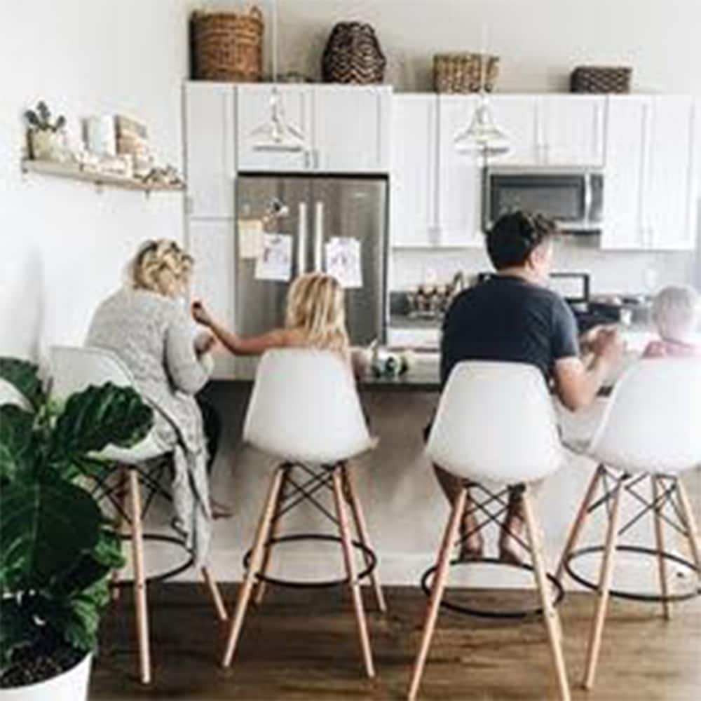 Counter Stool With Back Plastic Molded Wooden Eiffel Base For