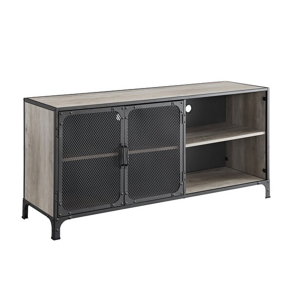 Delacora WE-BD52SOI2D 52" Wide 2 Door Farmhouse Laminate Media Cabinet with Metal Mesh Doors