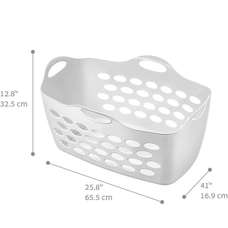 Rectangular Flex Laundry Basket, White, 2 Pack