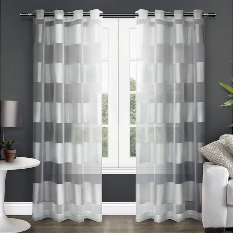 Copper Grove Chirpan Striped Sheer Grommet Top Curtain Panel Pair - 54x84