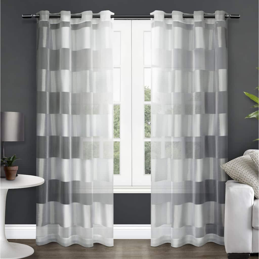 Copper Grove Chirpan Striped Sheer Grommet Top Curtain Panel Pair