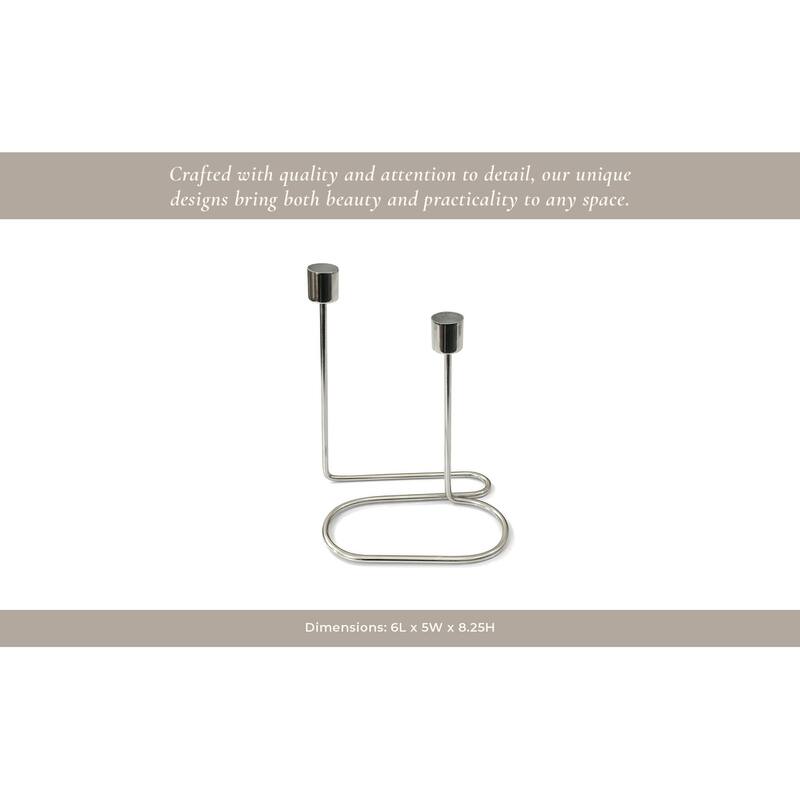 Modern Metal Taper Holder Open-Frame Design and Dual Candle Support