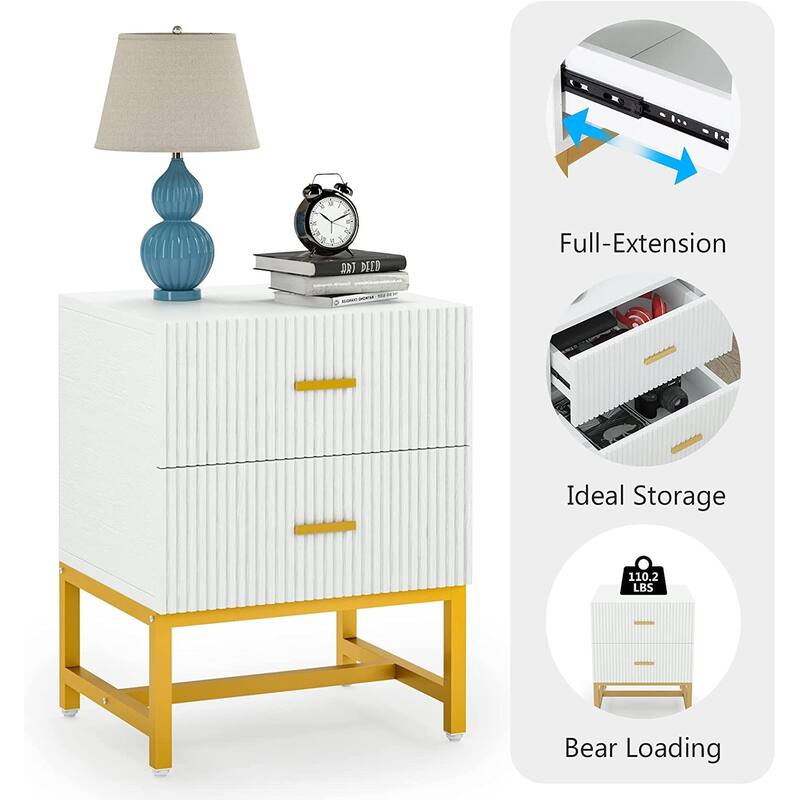 2-Drawer Nightstand Bed Side Table Storage End Table Side Table