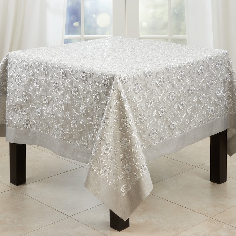 Embroidered Tablecloth With Floral Design