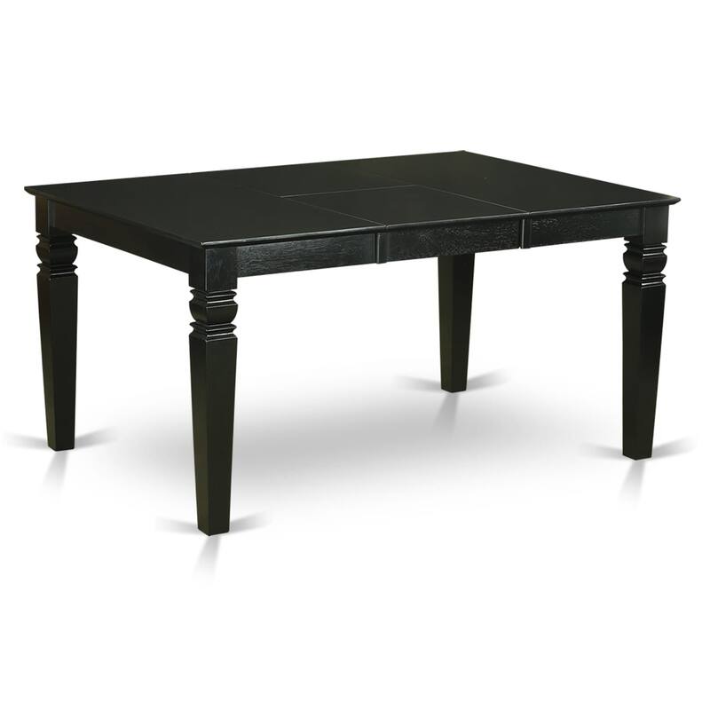 East West Furniture 5 Piece Kitchen Table Set- a Dining Table with Butterfly Leaf and 4 Solid Wood Seat Chairs, Black