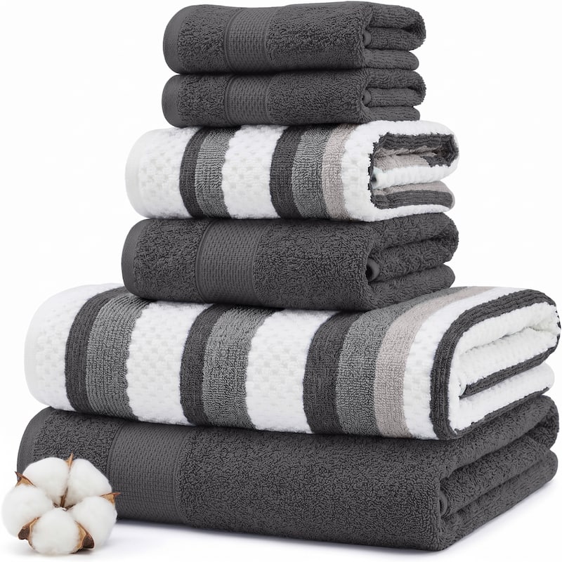 Modern Threads Pax 6-Piece Yarn Dyed 100-Percent Cotton Towel Set - Coal