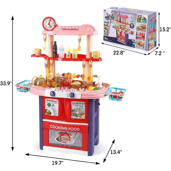 Kids Kitchen Playset, 2 in 1 Play Kitchen & Grill Playset