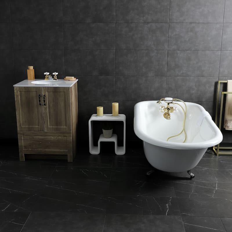 Kingston Brass Tub Wall Mount Clawfoot Tub Faucet with Hand Shower in Polished Chrome