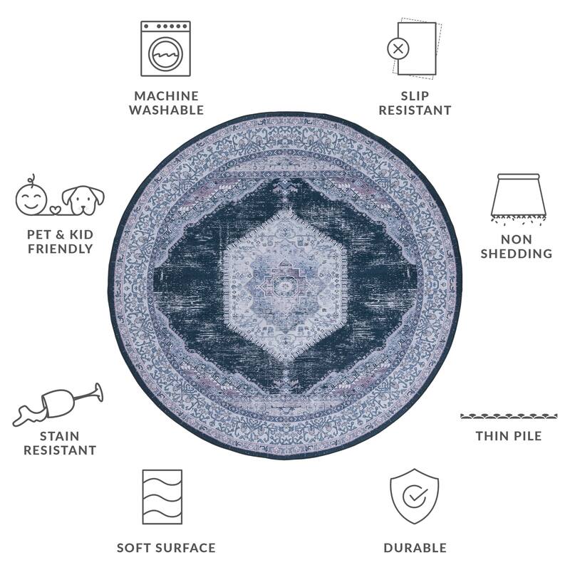 SAFAVIEH Tucson Machine Washable Slip Resistant Liddie Traditional Rug