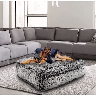Bessie and Barnie Midnight Frost Ultra Plush Faux Fur Luxury Shag Durable Sicilian Rectangle Pet/Dog Bed