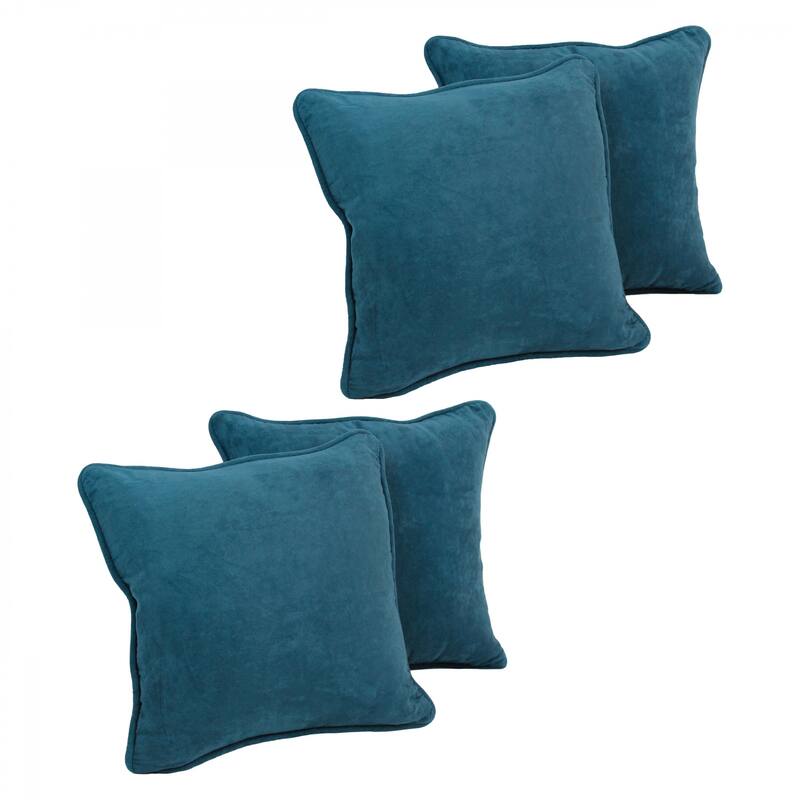 Blazing Needles 18-Inch Microsuede Throw Pillows (Set of 4) - Teal