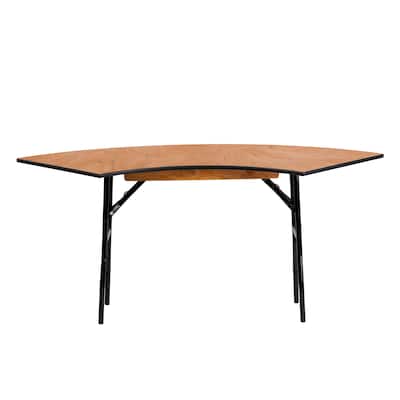 4-foot Serpentine Wood Folding Banquet Table - 24"W x 48"D x 30.25"H