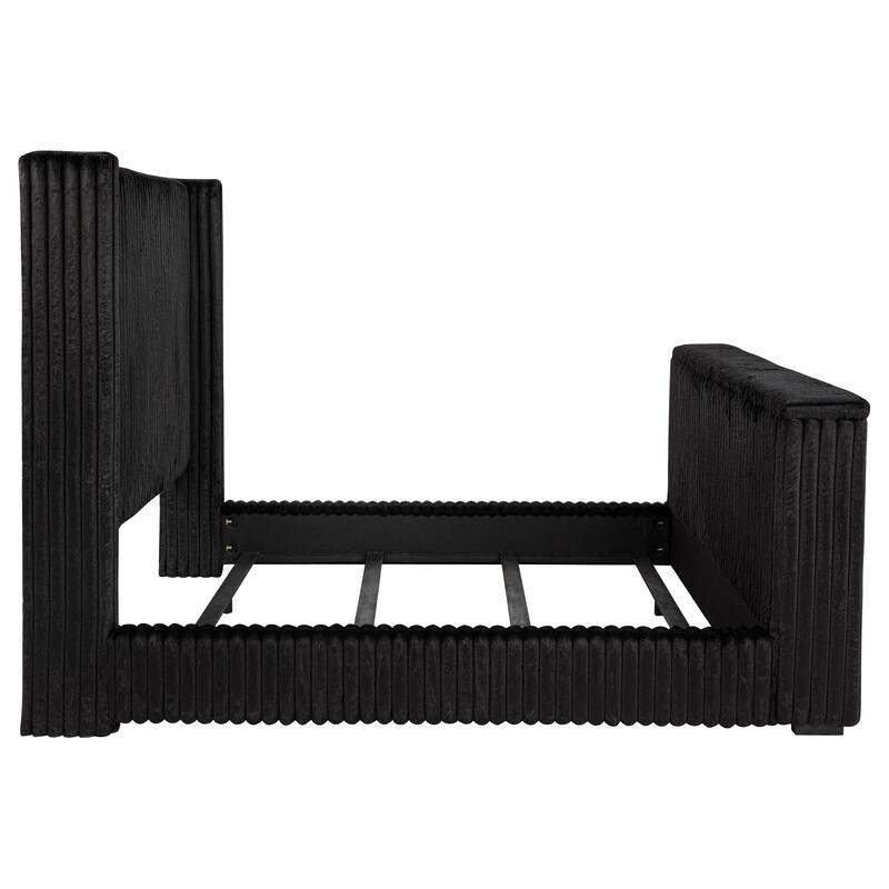 Centergrove Upholstered Wingback TV Bed Black