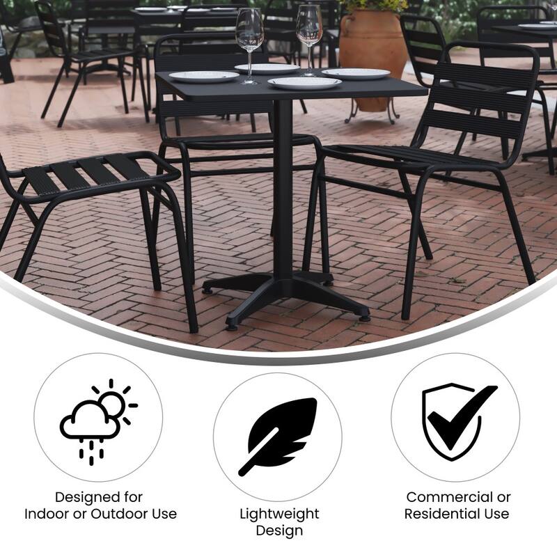 27.5" Square Aluminum Smooth Top Indoor-Outdoor Table with Base