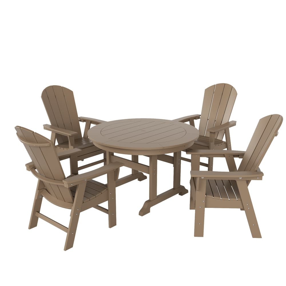Laguna Hdpe All Weather Outdoor Patio Round Adirondack Dining Chairs Set (5-Piece Set)
