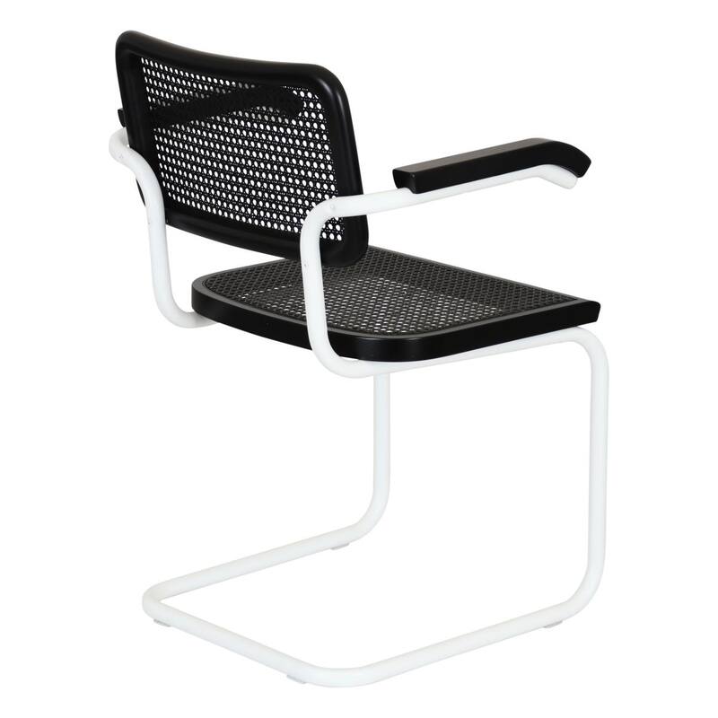 Breuer Chair Company Marcel Breuer Cesca Cane Cantilever Armchair Arm Chair w/ White Steel Frame (Various Wood & Cane Colors)