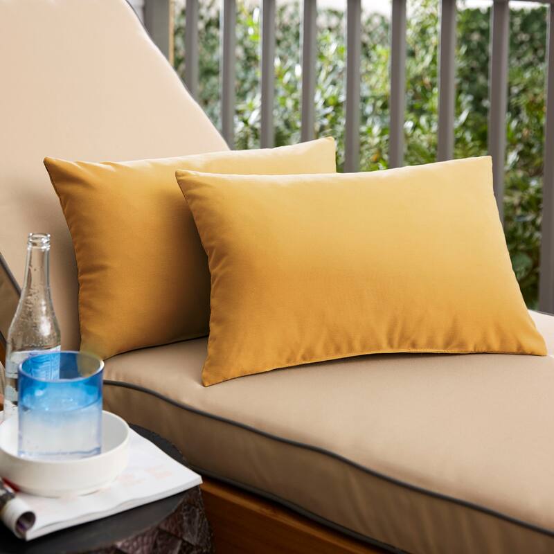 Sorra Home Sloane Butter Yellow Indoor/ Outdoor Knife Edge Pillow Set - 12 in x 18 in