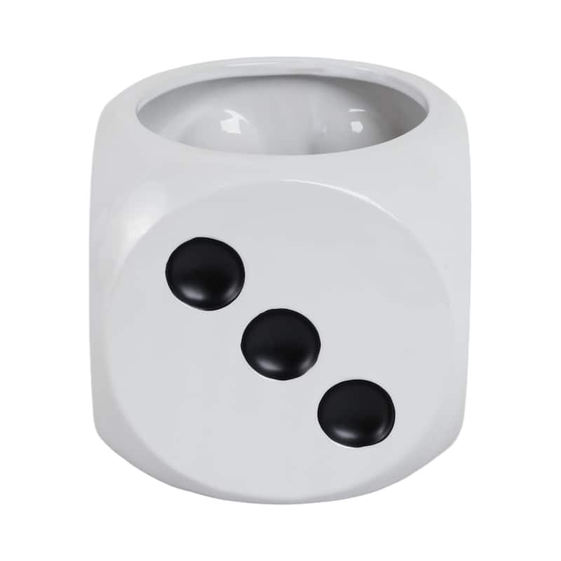 Ceramic Planter Dice-Shaped Design Home and Garden Decor - 6" White - 6" x 6" x 6"