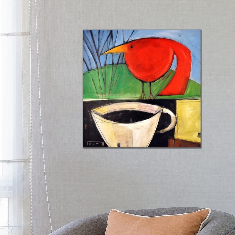 iCanvas "Coffee And Red Bird" by Tim Nyberg Canvas Print - 26x26x1.5