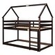 preview thumbnail 13 of 19, Twin over Twin Size Wood Loft Bed with Roof Design, Safety Guardrail and Ladder
