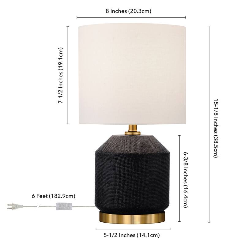 Esther 15" Tall Textured Ceramic Mini Lamp with Fabric Shade - 5.5" Wide