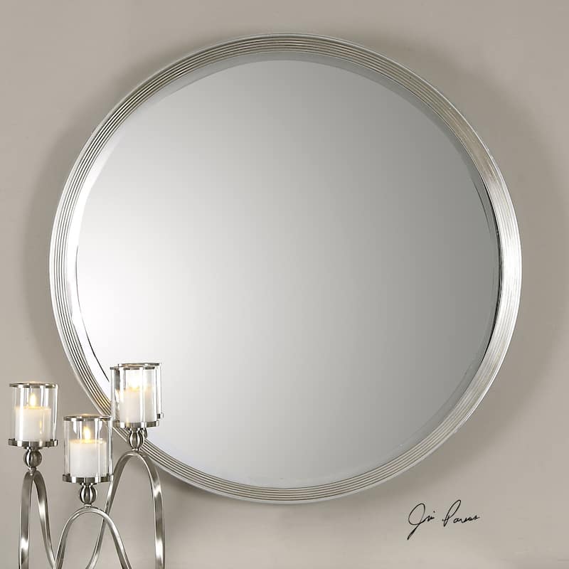 Uttermost Serenza Large Contemporary Round Beveled Wall Mirror